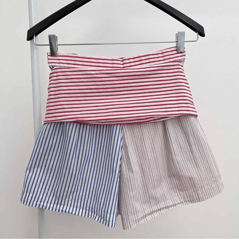 Vintage Times Seven 7 Todd Oldham patchwork shorts tie waist M stripes rare - Picture 12 of 15